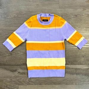 Knitted cropped Tshirt, beautiful colorful stripes